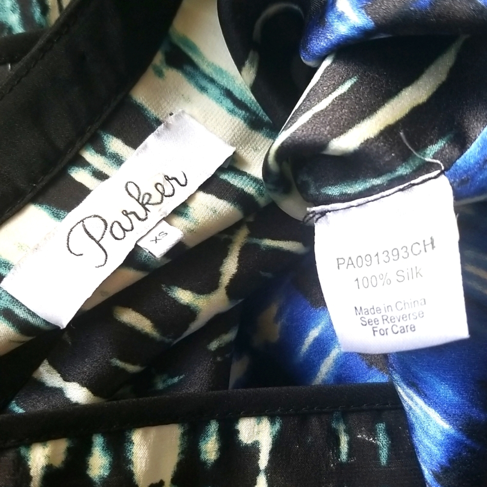 Parker Womens Silk Long Sleeve A-Line Dress Black Size XS - Picture 6 of 6